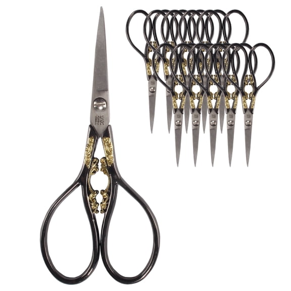 JubileeYarn Scrollwork Embroidery Craft Scissors - Black - 10 Pairs