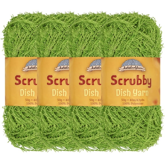 JubileeYarn Scrubby Dish Yarn - 50g/Skein Dishcloth Polyester - Lime Green - 4 Skeins