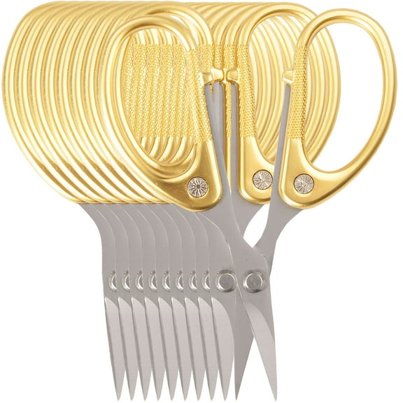 JubileeYarn Sharp Titanium Embroidery Craft Scissors w/ Sheath - Gold - 10 Pairs