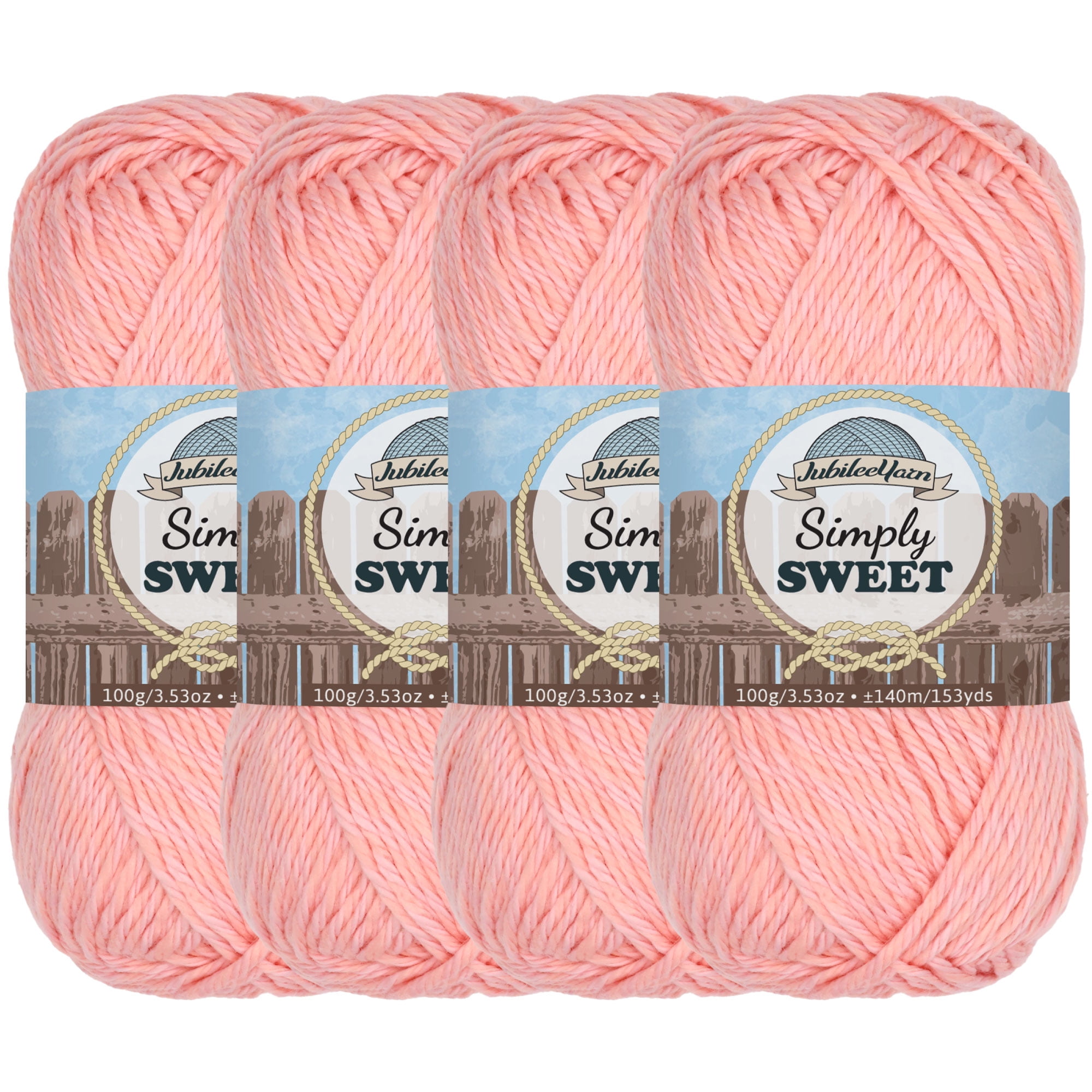 JubileeYarn Simply Sweet Yarn - 100g/Skein DK Cotton Blend - 4 Skeins - Peach - Color 501