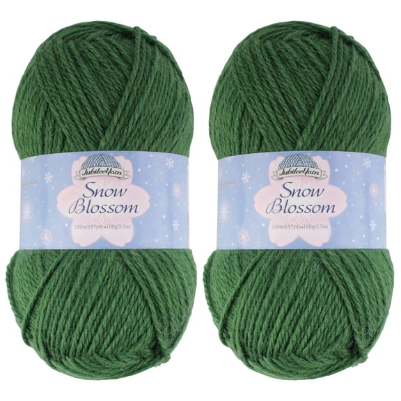 JubileeYarn Snow Blossom Yarn - DK Superwash Wool - Leafy Green - 2 Skeins