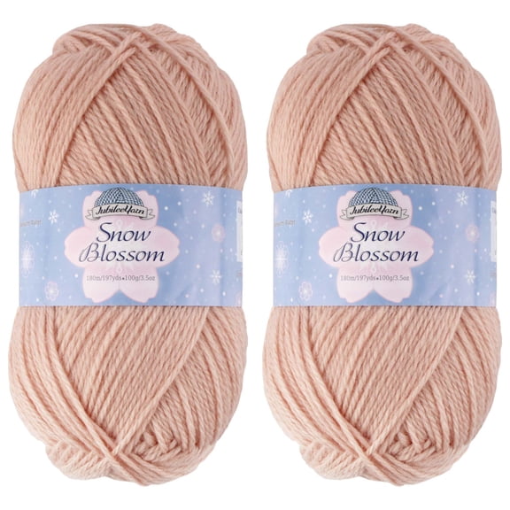 JubileeYarn Snow Blossom Yarn - DK Superwash Wool - Salmon - 2 Skeins