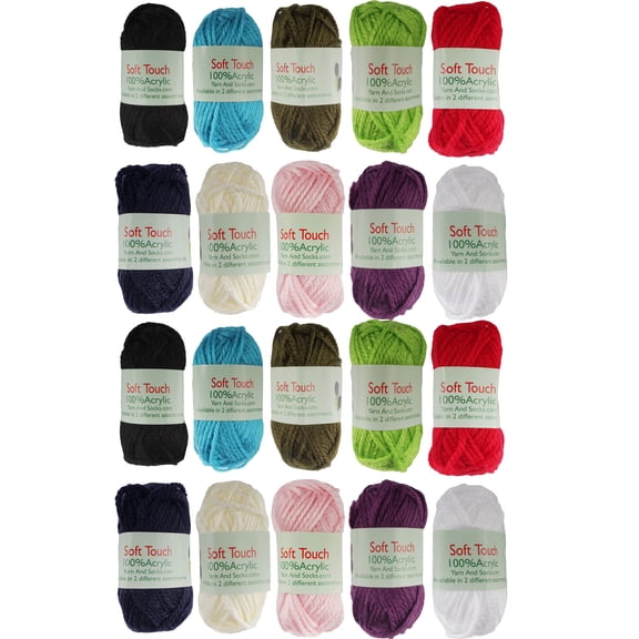 JubileeYarn Soft Touch Bonbon Yarn Mini Balls - 10g/Skein Fingering Acrylict - Assortment 99-2 Packs