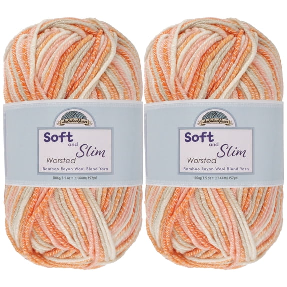 JubileeYarn Soft and Slim Worsted Bamboo Wool Blend Yarn - Ares - 100g/Skein - 2 Skeins