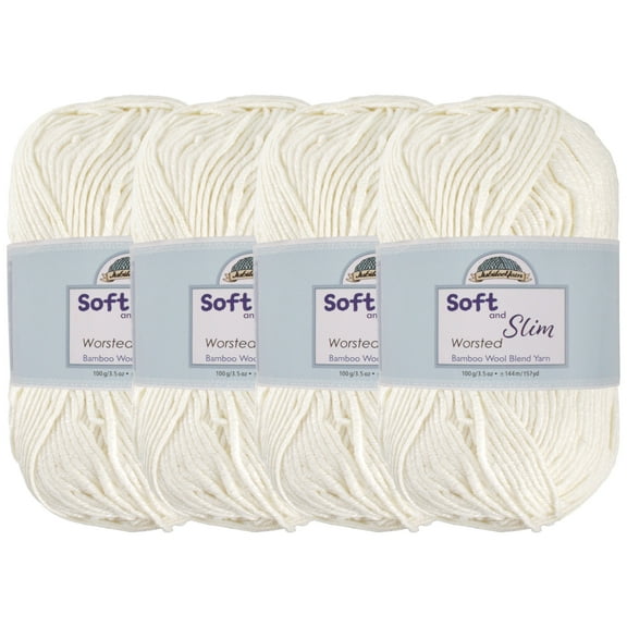 JubileeYarn Soft and Slim Worsted Yarn - Bamboo Wool Blend - Cornsilk - 100g/Skein - 4 Skeins