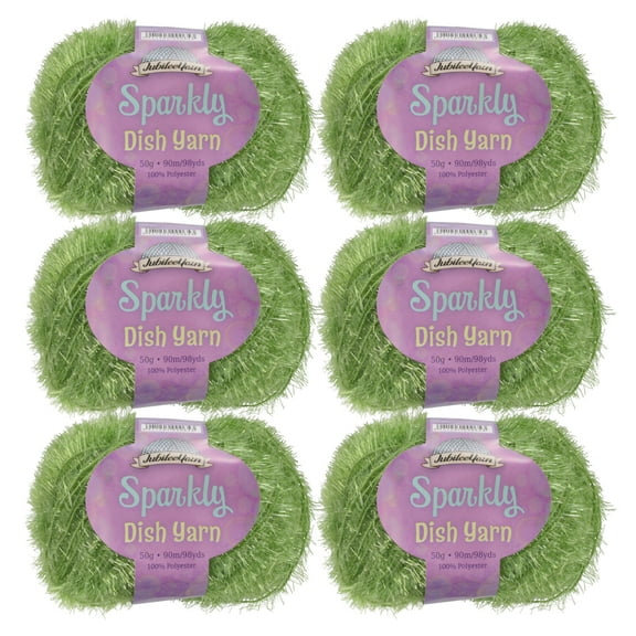 JubileeYarn Sparkly Dish Scrubby Yarn - Worsted Weight - 50g/Skein - 103 Lime Green - 6 Skeins