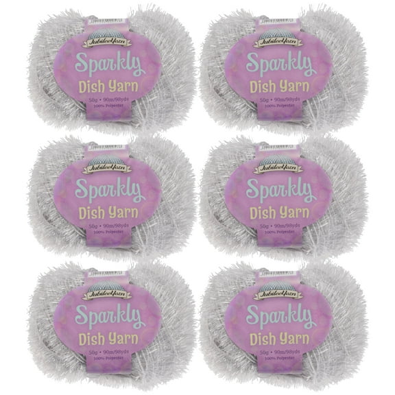 JubileeYarn Sparkly Dish Scrubby Yarn - Worsted Weight - 50g/Skein - 104 Blushed Grey - 6 Skeins