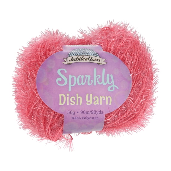 JubileeYarn Sparkly Dish Scrubby Yarn - Worsted Weight - 50g/Skein - 109 Soft Red - 1 Skein