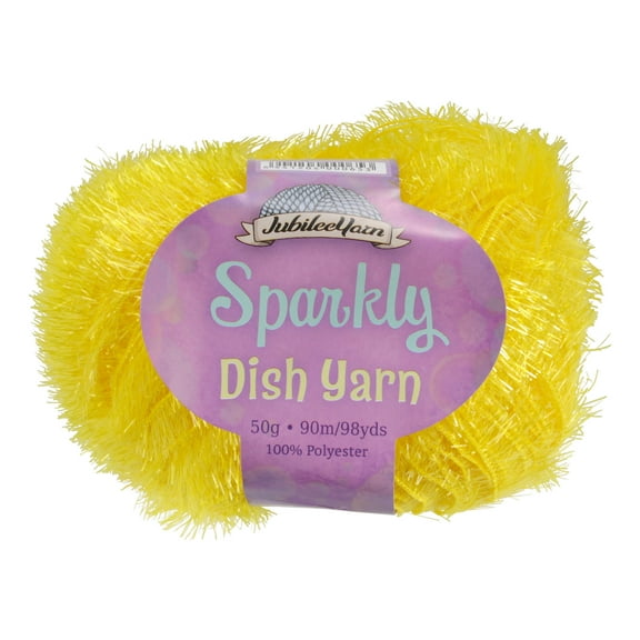 JubileeYarn Sparkly Dish Scrubby Yarn - Worsted Weight - 50g/Skein - 111 Yellow - 1 Skein