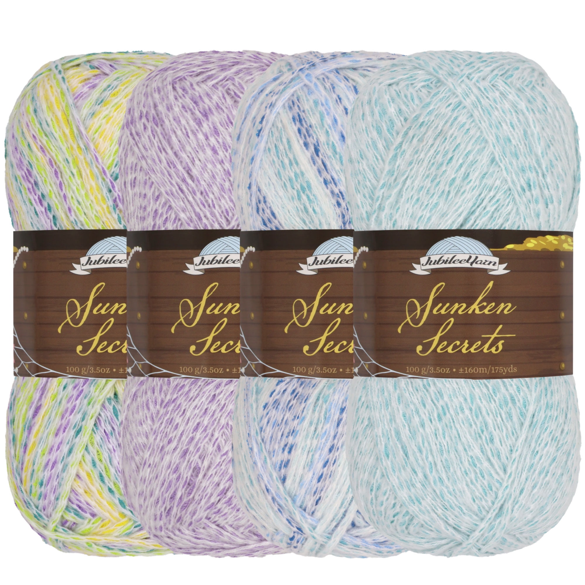 JubileeYarn Sunken Secrets Yarn - Worsted Polyester - 100g/Skein - Shades of Blue - 4 Skeins