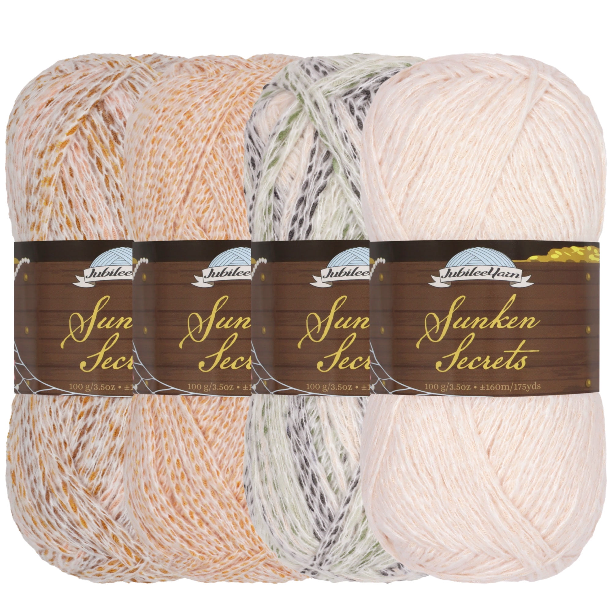 JubileeYarn Sunken Secrets Yarn - Worsted Polyester - 100g/Skein - Shades of Brown - 4 Skeins