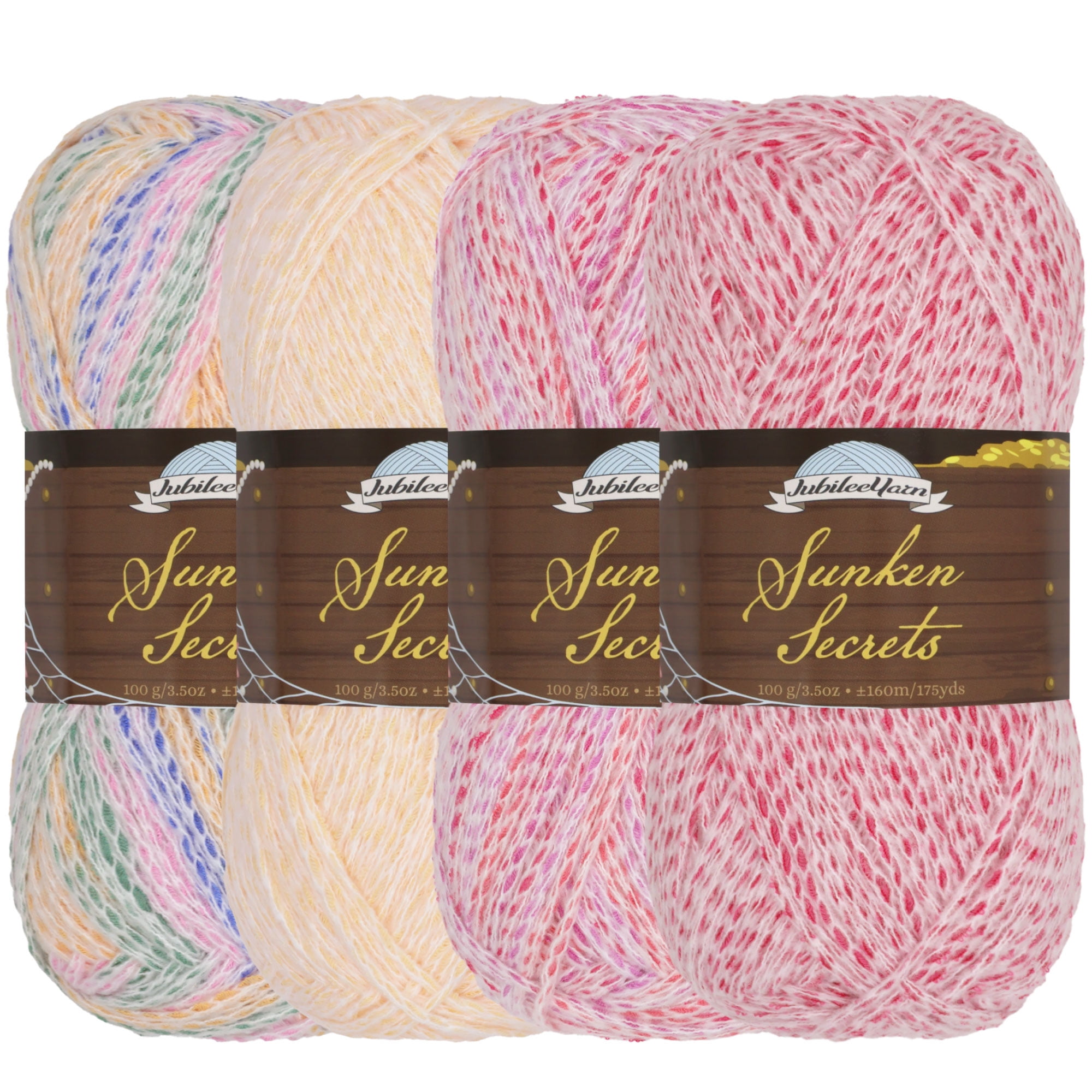 JubileeYarn Sunken Secrets Yarn - Worsted Polyester - 100g/Skein - Shades of Red - 4 Skeins