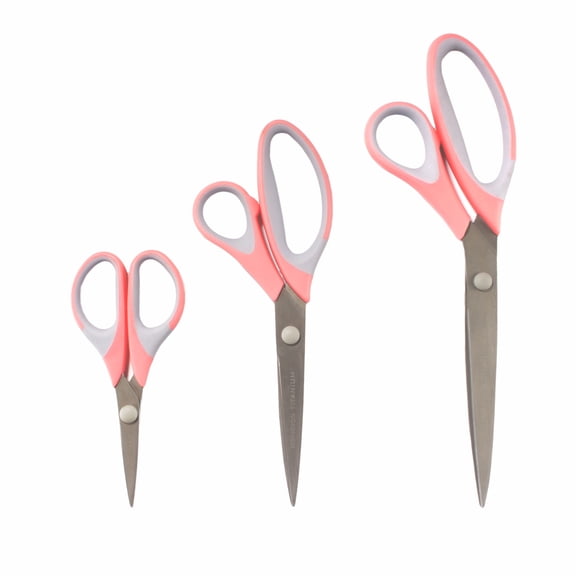 JubileeYarn Titanium Softgrip Scissors Set Sewing, Arts, Crafts, Office - 3 Set of 3 - Pink