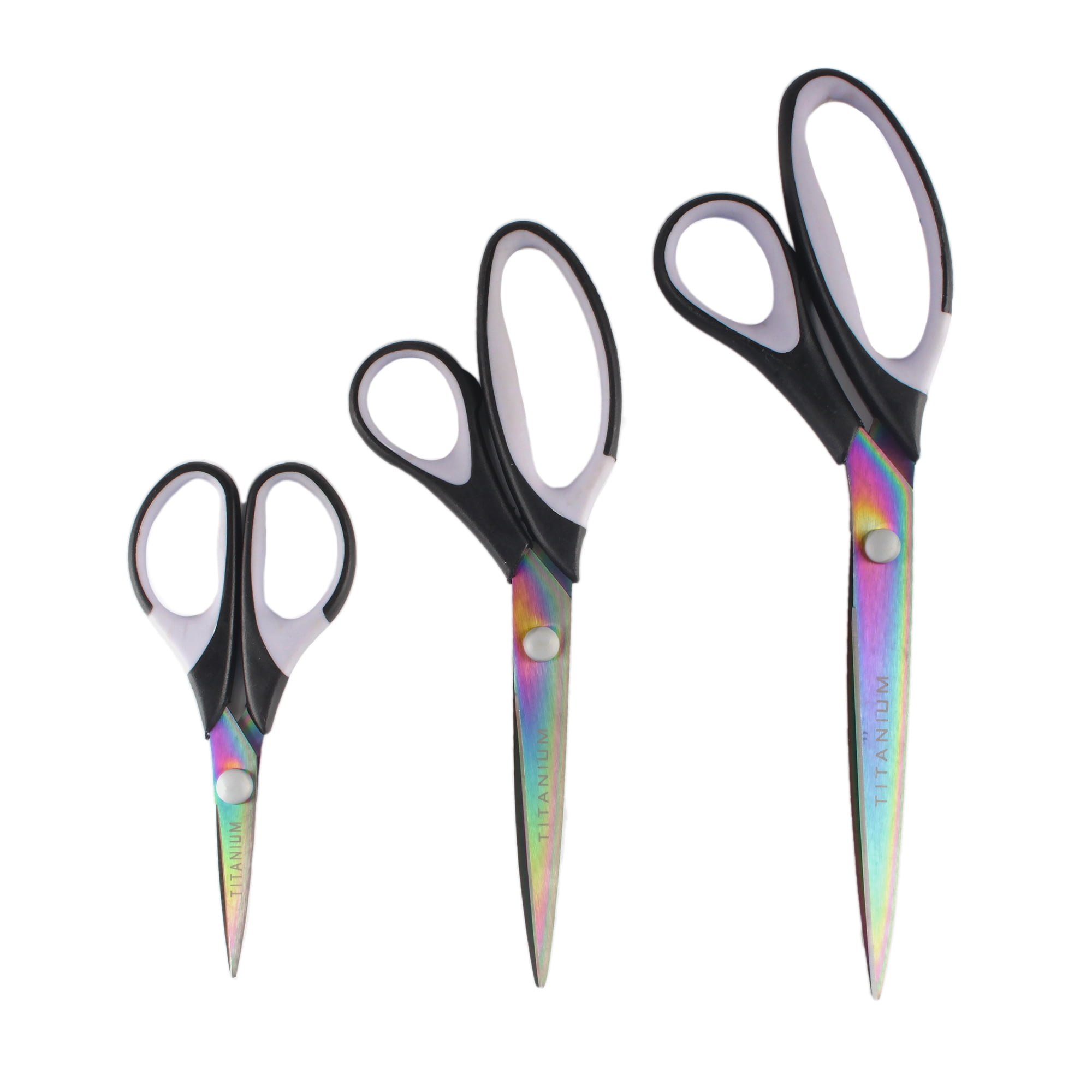 JubileeYarn Titanium Softgrip Scissors Set for Sewing, Arts, Crafts, Office - 1 Set of 3 - Black