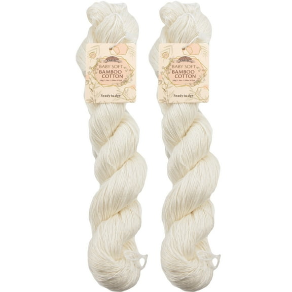JubileeYarn Undyed Baby Soft Bamboo Cotton Yarn - 100g/Hank - 2 Hanks