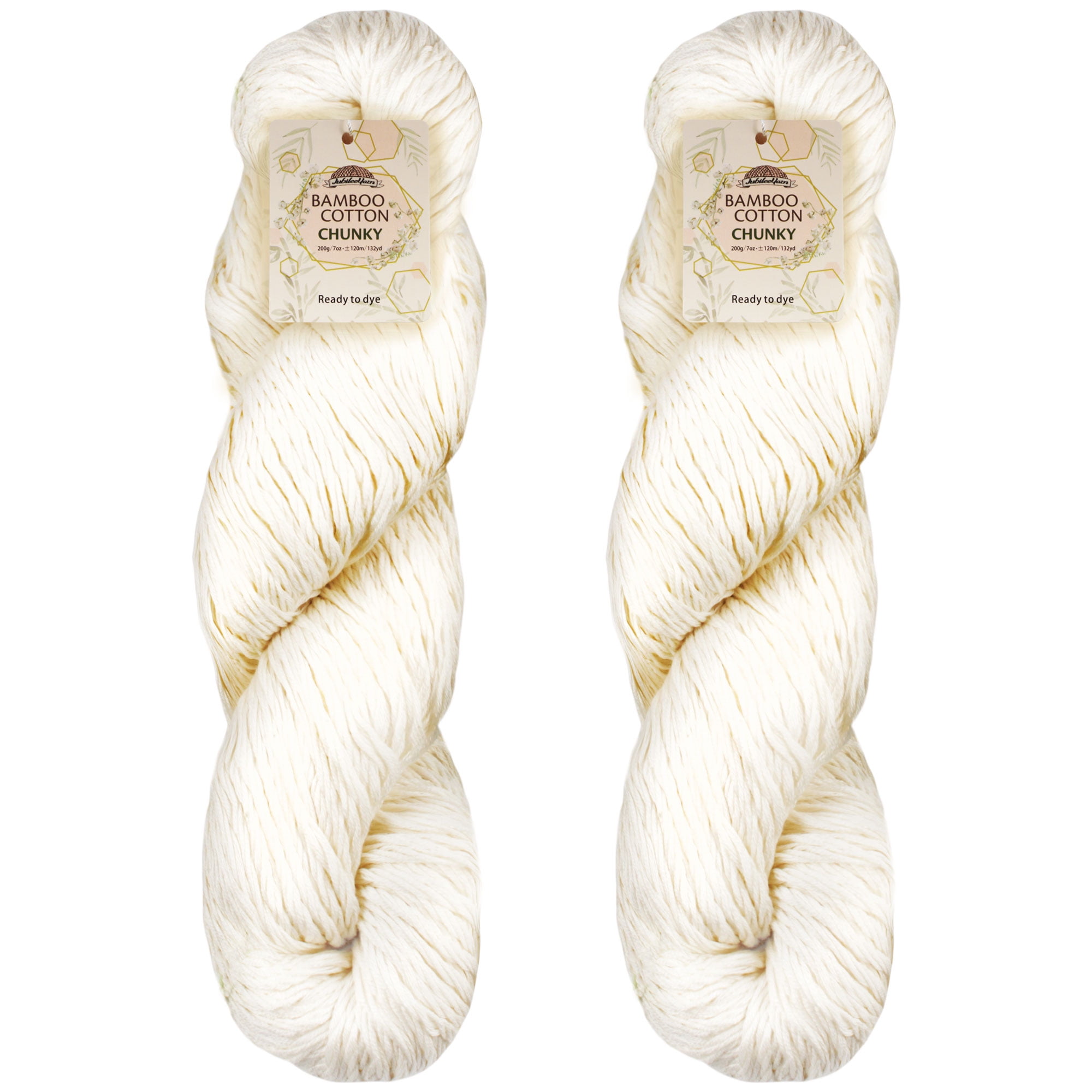 JubileeYarn Undyed Bamboo Cotton Chunky Yarn - 200g/Hank - 2 Hanks