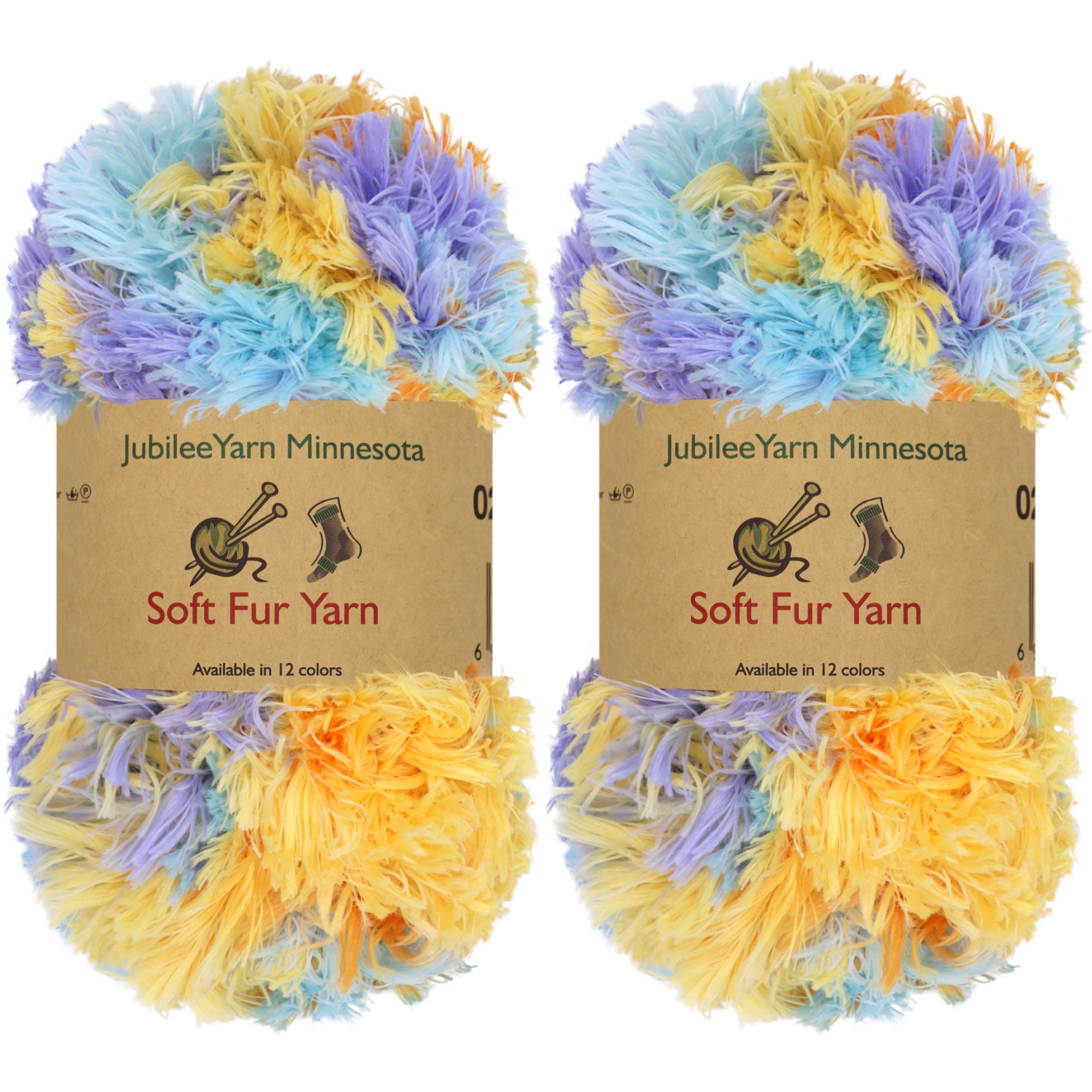 JubileeYarn Baby Bear Yarn - 2 Skeins Chunky Polyester Fur Yarn (Living Coral, 100g Each)