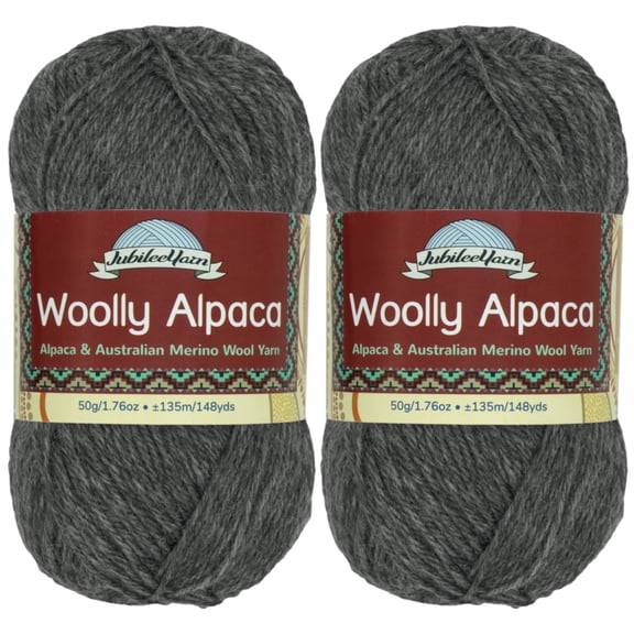 JubileeYarn Woolly Alpaca Yarn - 50g/Skein Fine Australian Alpaca Merino Wool - Jumbuck - 2 Skeins