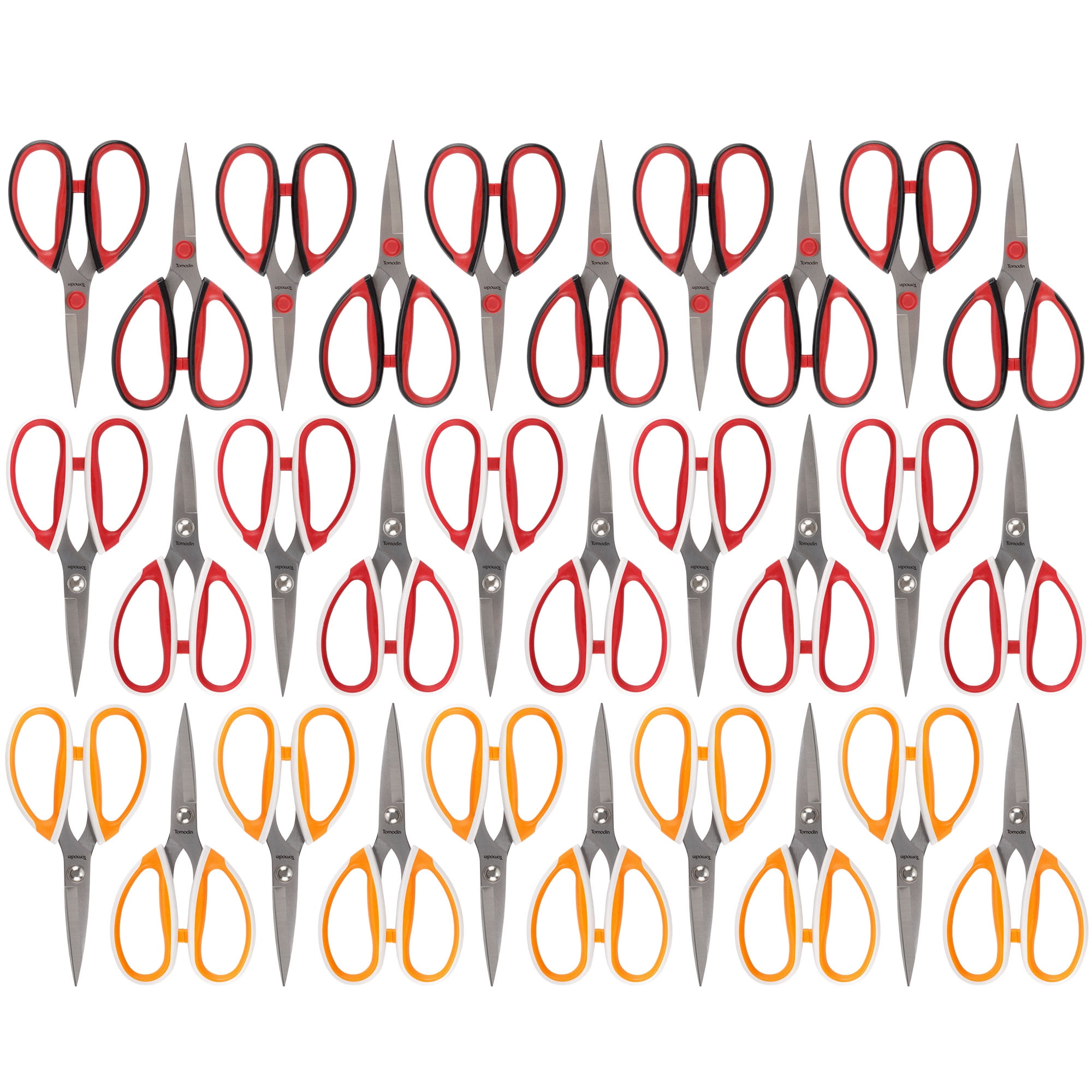 JubileeYarn Workhorse Bertha All Purpose Heavy Duty Scissors - Red & White, Orange & White, Red & Black - 10 Scissors Each