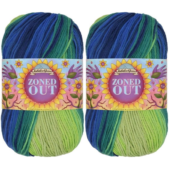 JubileeYarn Zoned Out Yarn - 100g/Skein DK Cotton - Ecstasy - 2 Skeins