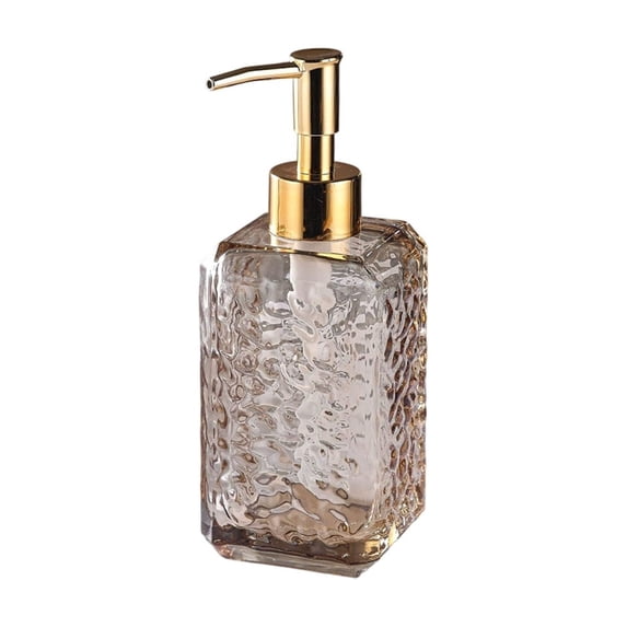 Jubipavy 320ml Hammered Glass Soap Dispenser with Gold Pump, Refillable for Bathroom & Kitchen, 4 Colors