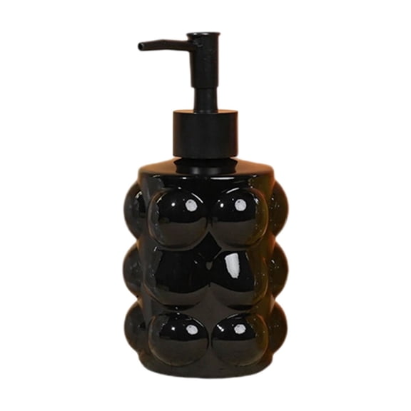 Jubipavy 350ml Bubble Textured Glass Soap Dispenser, Refillable Pump Bottle for Hand Soap Shampoo Lotion, White/Black/Yellow Options