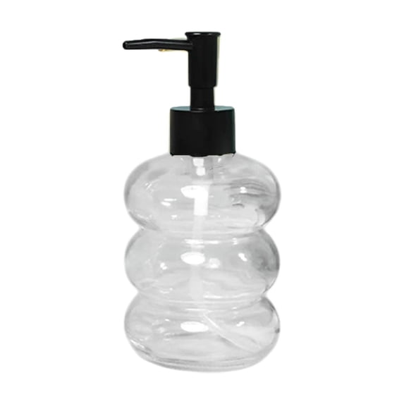 Jubipavy 350ml Stacked Bubble Glass Soap Dispenser, Refillable Pump Bottle for Hand Soap Shampoo Lotion, White/Black/Beige Options