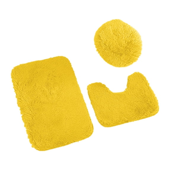 Jubipavy 3Pcs Toilet Mats Set Plush Anti-Slip Bathroom Rug Set Absorbent Solid Color Bathroom Set Toilet Carpet Mat Home Floor Mat