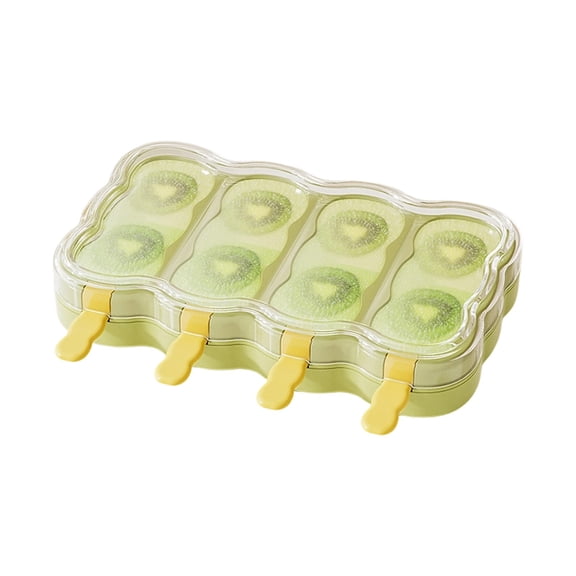 Jubipavy 4-Cavity Popsicle Mold with Lid, Food-Grade Plastic, Easy Release, 3 Colors (White/Green/Pink)