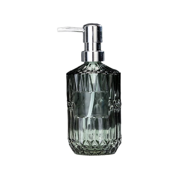 Jubipavy 400ml Diamond-Cut Glass Soap Dispenser, Refillable Pump Bottle for Hand Soap Shampoo Lotion, Silver/Gold/Black Pump Options