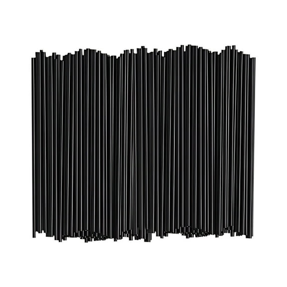Jubipavy 500pcs Disposable Plastic Straws Black Thin Straws for Cocktail Water Flat Mouthed Straight TubeSummer Saving