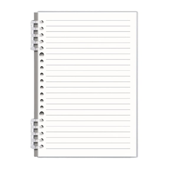 Jubipavy A5 8.39"×5.71" Transparent Disc-Bound Notebook, Refillable Loose-Leaf Notebook with Lined Pages, 2 Color Options