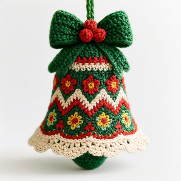 Jubipavy Bell Bells for Decoration Decorative Bells Wreath Decorations Knitted Santa Claus Ornament Kit Handmade Crochet Christmas Decoration