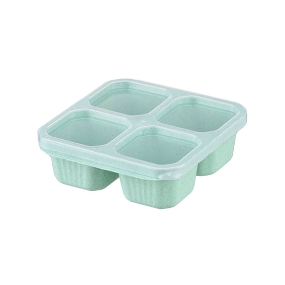 Jubipavy Bento Box Wheats Straw Squares Four Compartments Lunch Box With Transparent Lid Lunch Box Fruit Compartment Refrigerator Fresh Complementary Food Box