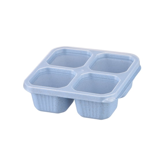 Jubipavy Bento Box Wheats Straw Squares Four Compartments Lunch Box With Transparent Lid Lunch Box Fruit Compartment Refrigerator Fresh Complementary Food Box
