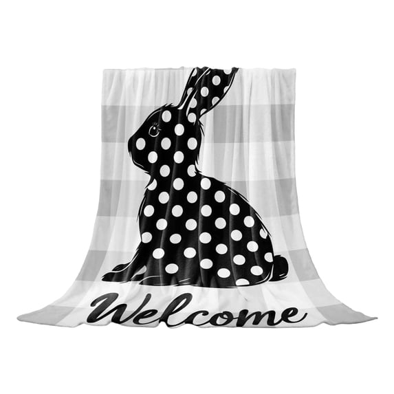 Jubipavy Blankets Easter Blanket Bunny Easter Eggs Print Stuffed Blanket Suitable For Sofa Bed Spring Holiday Decoration