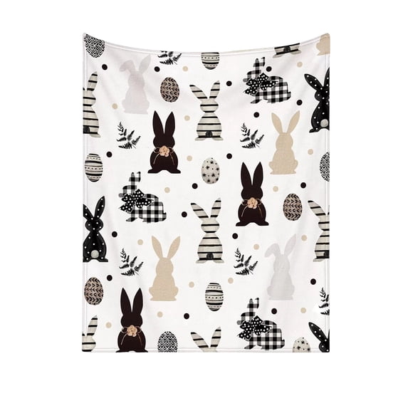 Jubipavy Blankets Easter Blanket Bunny Easter Eggs Print Stuffed Blanket Suitable For Sofa Bed Spring Holiday Decoration