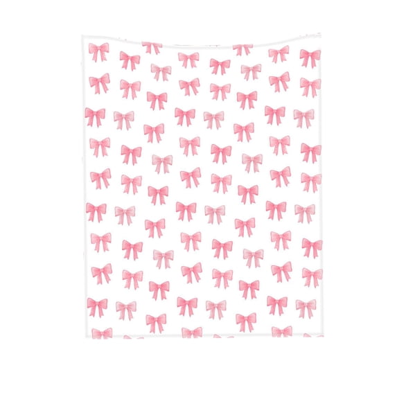 Jubipavy Blankets Pinks Bowknot Flannel Blanket Soft And Comfortable Digital Printed Blanket Suitable For Office Naps And Suitable As A Valentines's Day Decorative Blanket