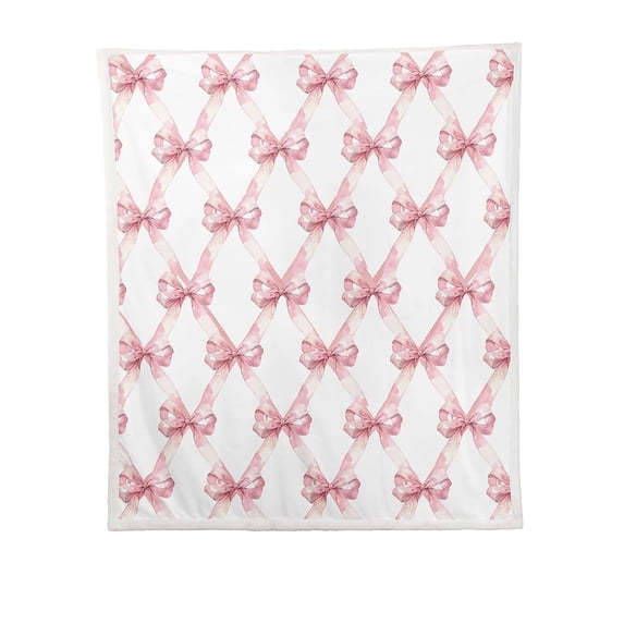 Jubipavy Blankets Pinks Bowknot Flannel Blanket Soft And Comfortable Digital Printed Blanket Suitable For Office Naps And Suitable As A Valentines's Day Decorative Blanket