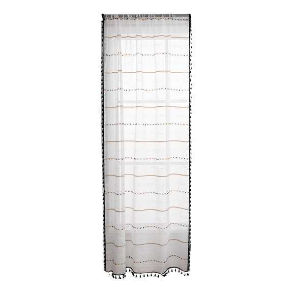 Jubipavy Boho Geometric Tassel Sheer Curtain Panel, 39x79 Inch Light Filtering Flax Curtain for Small Windows & Floor-to-Ceiling Windows