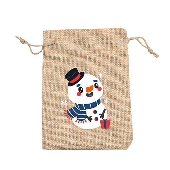 Jubipavy Candy Bag Gift Bags Small Bags Pouch Bags Bags For Candy Christmas Bag Linen Santa Claus Snowman Gift Bag Candy Bag
