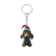 thumbnail image 1 of Jubipavy Christmas Ornamentst Christmas Ornaments Christmas Decoration Holiday Party Decor Christmas Hat Dachshund Acrylic Keychain, 1 of 1
