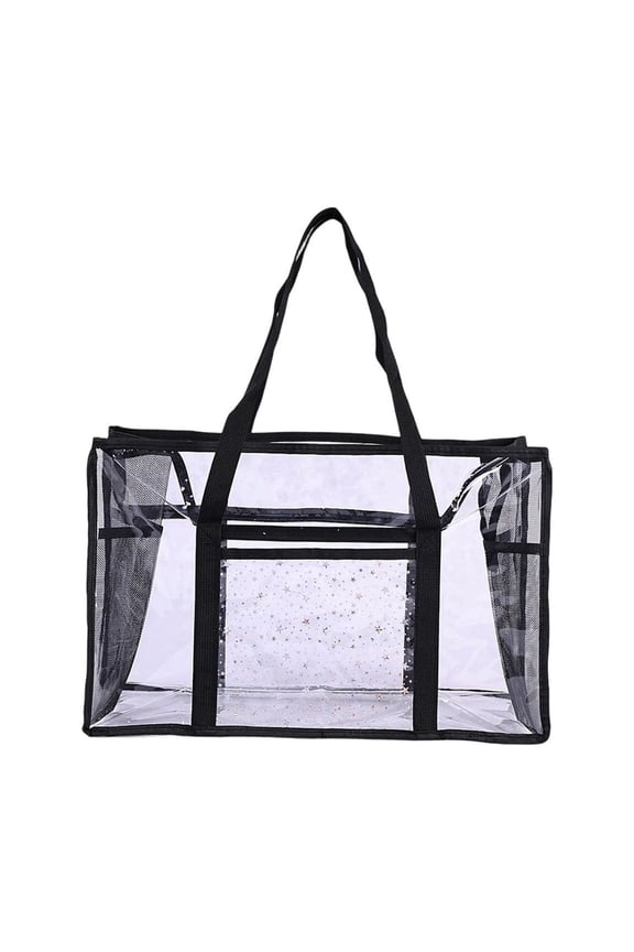 Clear Plastic Beach Tote Bag, Large Capacity Transparent Waterproof Portable Travel Shopping Handbag