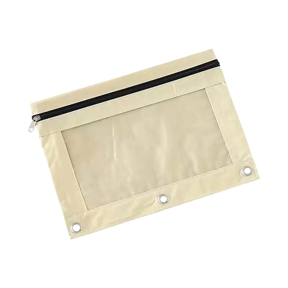 Jubipavy Clear Top Binder Pencil Pouch Three-hole Pencil Case Zipper Transparent PVC Document Storage Bag Detachable Folder Large Capacity Pencil Case