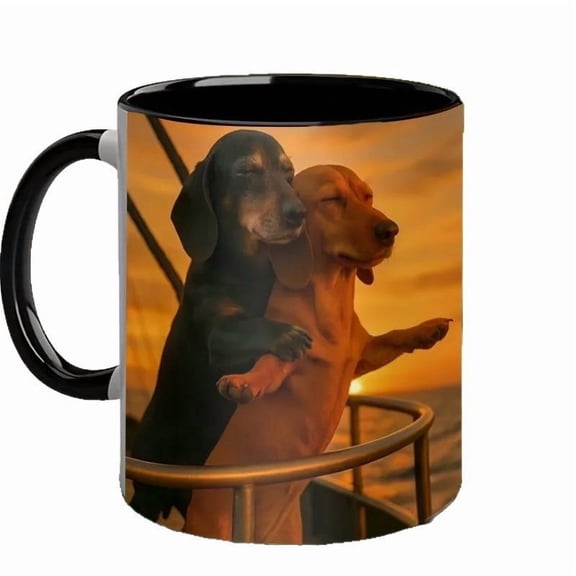 Jubipavy Coffee Mug Tea Mug Tea Cup Large Mugs Novelty Mugs Coffee Cup Couple Dachshund Mug Cute Ceramic Coffee Cup For Dog Lovers