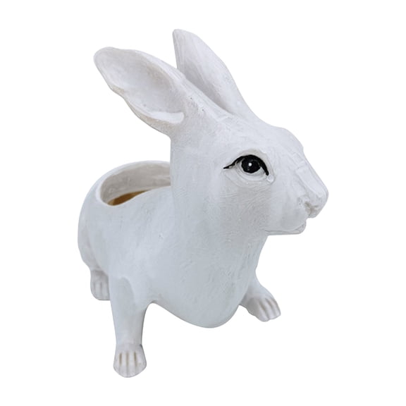 Jubipavy Cute Indoor And Outdoor Rabbit Resin Flower Pots Succulent Flower Pots Garden Decorative Flower Pots With Drainage Holes Gift Home Saving