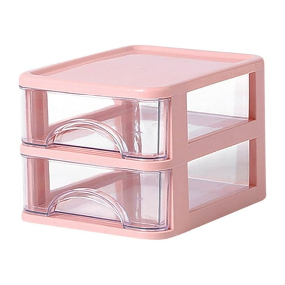 Jubipavy Cosmetic Storage Box Desktop Storage Box Transparent Small Drawer Desk Plastic Mini Storage Box Stationery Office Supplies Storage Box