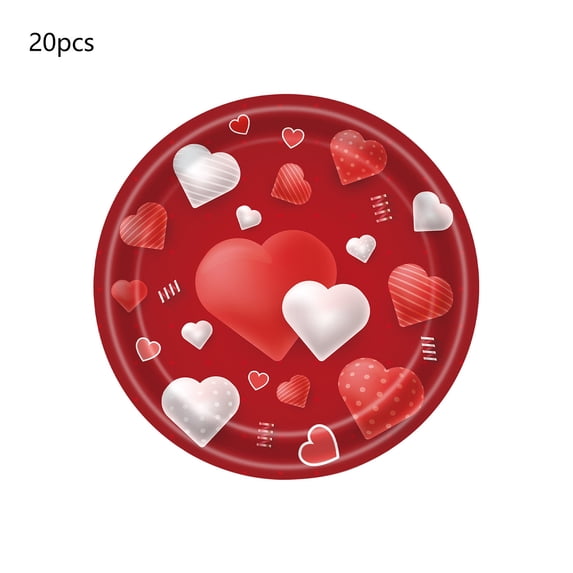 Jubipavy Disposable Dinnerware Set Party Decoration Table Decorations for Party V-Alentine's Day Themed Tableware Set Plates Cups Napkins Tablecloth