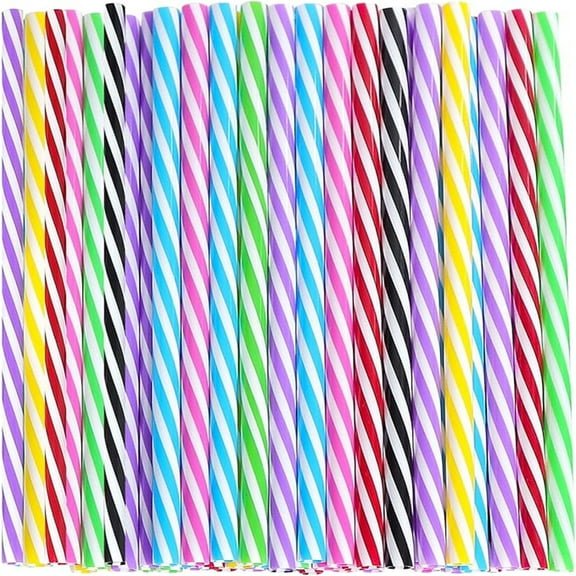 Jubipavy Drinking Straws Disposable Plastic Colorul Thickened Threaded Hard StrawsSummer Saving