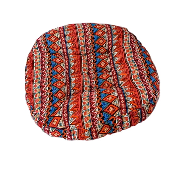Jubipavy Ethnic Printed Round Linen Blend Floor Cushion, Breathable Boho Round Tatami Pad for Bay Window Tea Room Home Decor
